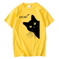 Camiseta De Gato Negro Divertida Para Hombre Verano Callejero Alto Calidad Algodón Suelto Camiseta De Manga Corta Estilo Casual - details 5