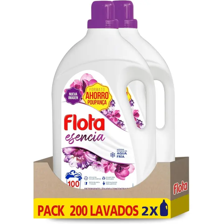 Detergente Líquido Quitamanchas FLOTA para Lavadora | Ropa Blanca y de Color | 2x100 Lavados | Fragancia Esencia - 1