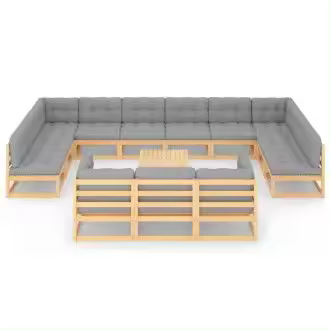 VIDAXL 3077289 set de exteriores para jardín con 14 piezas y con cojines color gris claro vida xl - 1