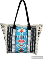 MEJORADA Bolso de playa o piscina grande con estampados del estilo original con fleco de borla blanco de algodon,tamaño 55*37*19CM.contiene bolsillos interior y forros.tejido 100% poliéster - details 3