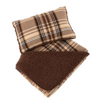 Manterol - Set de cojín y manta de sofá geométrico a cuadros, tejido de borreguito y terciopelo suave, cálido y mullido, ideal para sofá o pie de cama, colores gris, rojo, azul y marrón. - details 5