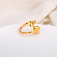 Anillo Ajustable Romántico De Doble Corazón Para Mujer Lokaer En Acero Inoxidable Color Oro Resistente Al Rust Never Descolora Joyería Chic Para El Día - details 4
