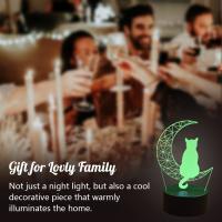 Lámpara De Noche 3D Mooncat USB Para Ambiente De Dormitorio Y Sala De Estar Regalo De Cumpleaños Y Festivales Luz De Noche Animal ABS LED - details 7