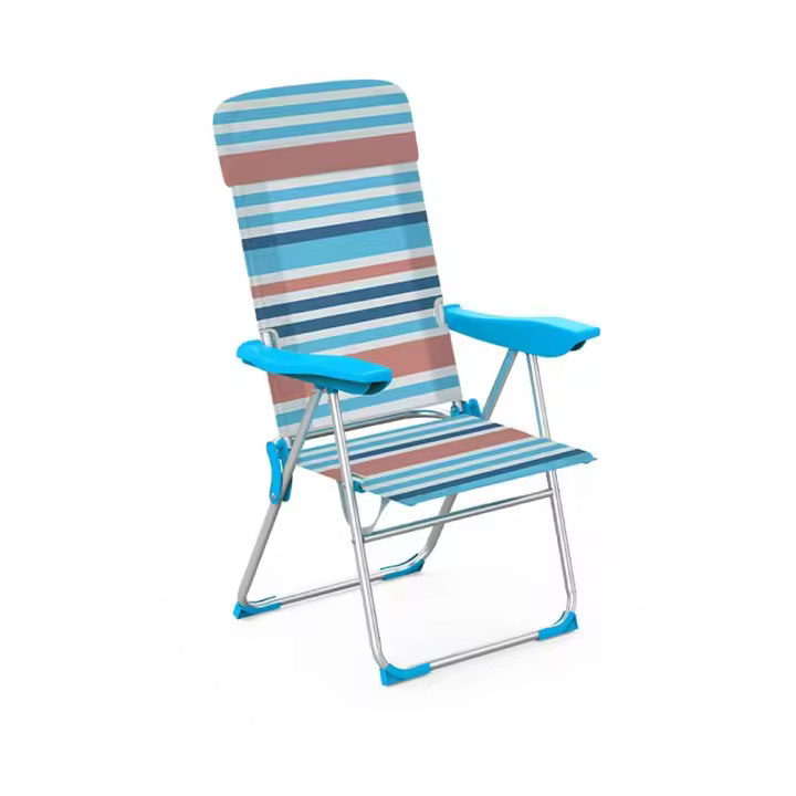 Marbueno Silla Plegable 5 Posiciones Aluminio Cojin Rayas Playa 69X58X110 10465 - 1