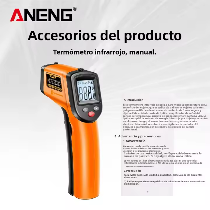ANENG TH201 Termómetro Y Higrómetro Infrarrojo Medidor Preciso De Temperatura Y Humedad Handheld Digital Emissivity 0.95 - 1