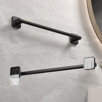 Soporte Para Toalla De Baño Self-Adhesivo Blanco Y Negro Sin Perforar Instalación Sencilla Material Plástico Y Aleación De Aluminio - details 1