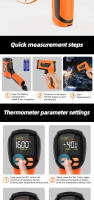 Termómetro Infrarrojo No Contacto IR05A -50°C~1600°C Con Probing De Tipo K Medidor De Alta Temperatura Láser Ajustable Emisividad - details 7