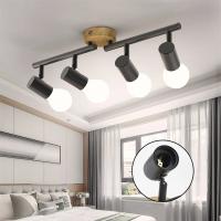 Lámpara De Pared Ajustable En Ángulo Para Dormitorio Y Sala De Estar LED Retro De Madera Elm Iluminación Multilámpara E27 Moderna Y Simplicidad - details 1