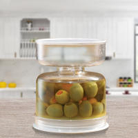 Juego De Botellas De Aceitunas En Forma De Jarra Con Tapa Ajustable Y Estrador Contenedor De Alimentos Con Separador Seco Y Humedo Estilo Retro Y Nostálgico - details 4