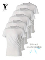 Camiseta De Hombre Ultra-Ligera Blanca 5 Piezas Cuello Redondo Transpirable Secado Rápido Absorbedora De Sudor Para Gimnasio Y Fitness - details 1