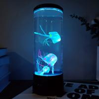 Lámpara De Noche LED Cambio De Color Juguete Acuario Mini Acrílico Simulación De Medusa Decorativa USB Regalo Para Niños - details 7