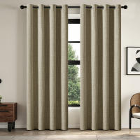 Cortinas De Blackout Total En Color Sólido Imitación Lino Para Decoración De Sala De Estar Y Dormitorio 1 Panel Moderno - details 5