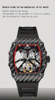 Reloj Mecánico Automático Para Hombre MUSANFIGO Forma De Barril Luminoso Hueco Resistente Al Agua Ideal Para Regalos Correa De Silicona - details 7
