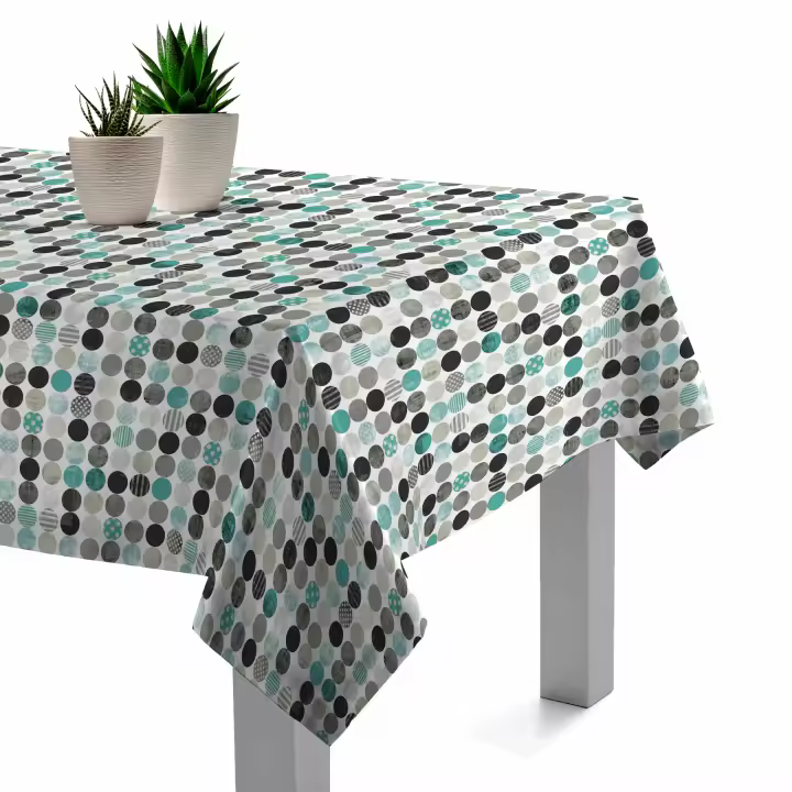 Mantel Resinado Antimanchas Confeti Verde 140x140, 140x200, 140x250, Impermeable, Fácil de limpiar, Comedor, Cocina PADUANA - 1