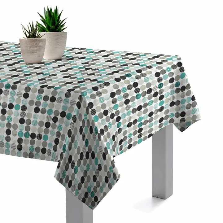 Mantel Resinado Antimanchas Confeti Verde 140x140, 140x200, 140x250, Impermeable, Fácil de limpiar, Comedor, Cocina PADUANA - 1