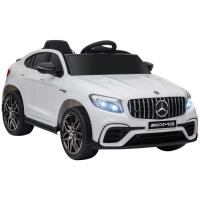 HOMCOM Coche Eléctrico para Niño +3 Años con Mando a Distancia Con Música y Luces Doble Apertura de Puerta Batería 12V Carga 30kg 115x70x55cm Blanco - details 0