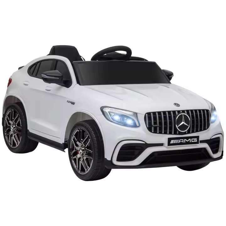 HOMCOM Coche Eléctrico para Niño +3 Años con Mando a Distancia Con Música y Luces Doble Apertura de Puerta Batería 12V Carga 30kg 115x70x55cm Blanco - 1