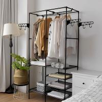Ruhhy, Perchero Metálico con 2 Estantes – Organizador de Ropa y Zapatos, Estilo Minimalista, Color Negro, Ideal para Dormitorios y Recibidores - details 0