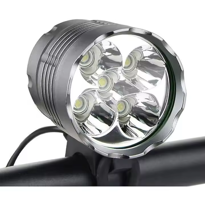 Luces para bicicleta, 6000 lúmenes, 5 LED, luz delantera impermeable para bicicleta de montaña con batería de 6400 mAh, 3 modos de luz delantera - 1