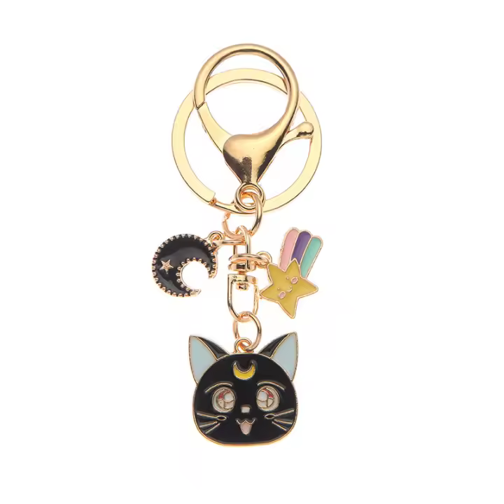 2 laveros de gato de la suerte, Bonito lavero de Gato, lavero de coche con Collar de animal para mochipa, regalo de Gato (Blanco y Negro) - 1