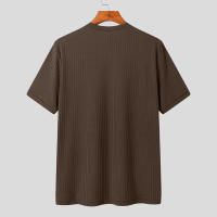 Camiseta De Verano Para Hombre Lujo Ligero Suéter De Lana Estilo Coreano Cuello Redondo Manga Larga Color Sólido Suave Básico Popular - details 15