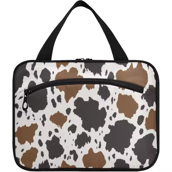 Neceser de viaje colgante con estampado de vaca y gancho, impermeable, organizador de cosméticos para artículos de tocador de baño para mujer, L - 1