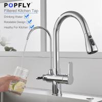 BIT 3 en 1 Grifo de cocina con grifo de agua potable, grifo purificador de agua 3 en 1, 2 asas, rociador extraíble de 3 funciones, cuerpo de latón, cromo - details 1