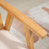 HOMCOM Butaca de Salón Sillón de Salón con Reposabrazos Respaldo de Ratán y Marco de Madera de Caucho Butaca para Dormitorio Sala de Estar Carga 120 kg Natural y Beige - details 3