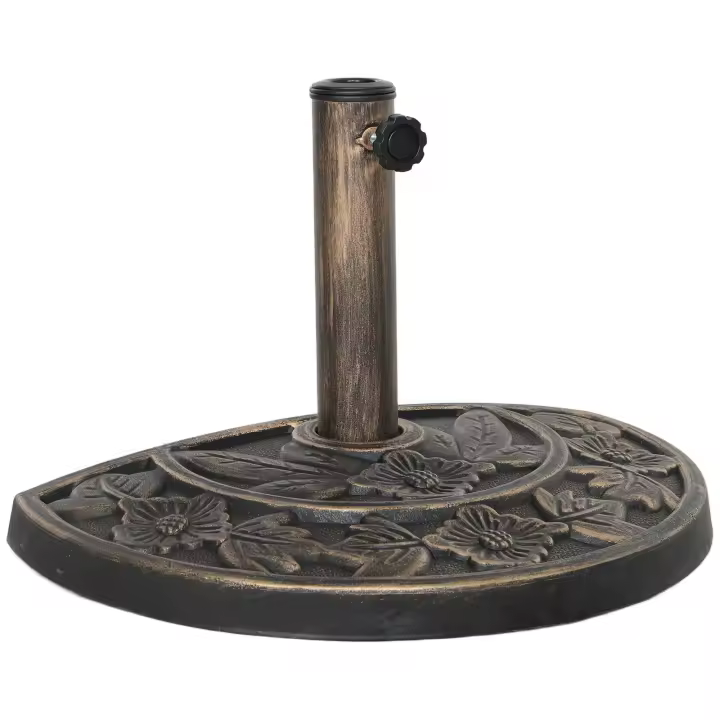 Outsunny Base para Sombrilla Semicircular Soporte para Parasol Pie para Sombrilla con Relleno de Cemento Peso 9,5 kg para Jardín Terraza Bronce - 1