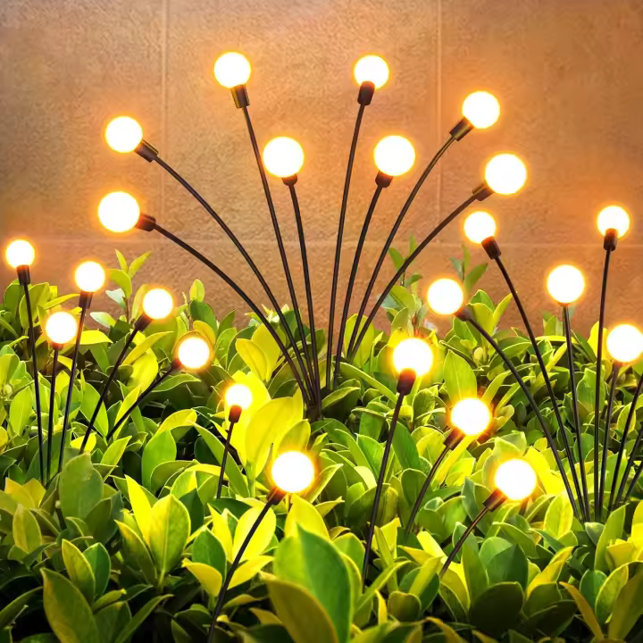 SOMY 4 Piezas Lámpara Solar Jardín Exterior, 8 LED Luz Solar Luciérnaga Decorativa Exterior, IP65 Impermeable Luciérnaga Solar Jardín Exterior para Entrada, Terraza, Patio, Pasarela, Balcón, Lámpara de Poste Decorativa - 1