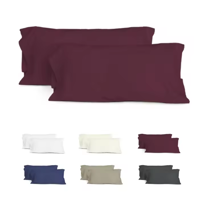 Juego de 2 Fundas Almohada para Cama- Funda Almohada Larga , Poliéster Transpirable y Suave, Abiertos por los lados. - 1
