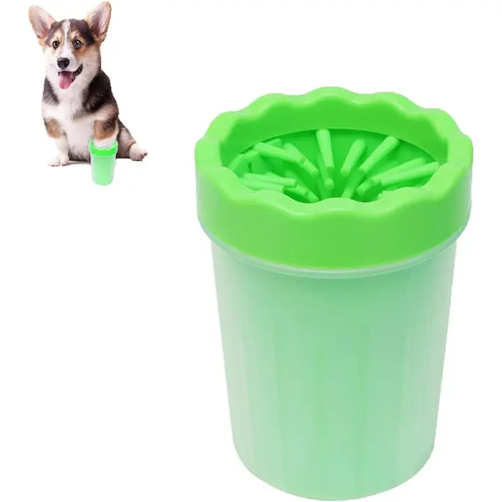 Dog Paw Cleaner, Dog Paw Cleaner, Portable Pet Cleaning Brush Cup for Dogs Cats Dirty Claws Massage Care(Green) - 1