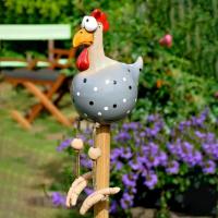 Decorative Hen Garden, Funny Garden Statues Outdoor Garden Decoration Funny Resin Chicken Garden Decoration Hen Shape Animal Figurine Sculptures [Gray] - details 4