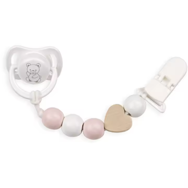 Set Chupete con Cadena Piezas de Madera y Pinza Blanca Arias 6398 - 1