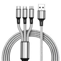 Cable 3 En 1 Universal  De 1 Metro Con Clavijas MicroUSB, Lightning Y Tipo-C. Alta Calidad, Ideal Para Carga Y Transferencia De Datos - details 1