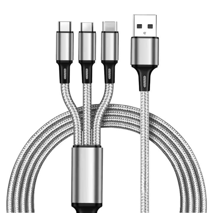 Cable 3 En 1 Universal  De 1 Metro Con Clavijas MicroUSB, Lightning Y Tipo-C. Alta Calidad, Ideal Para Carga Y Transferencia De Datos - 1