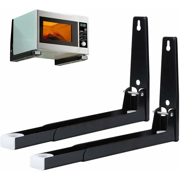 Soporte para microondas de 2 piezas con brazo, soporte para microondas de acero, soporte para microondas montado en la pared, estante para microondas para montaje en pared, para accesorios de cocina para el hogar (con tornillos) girasol - 1