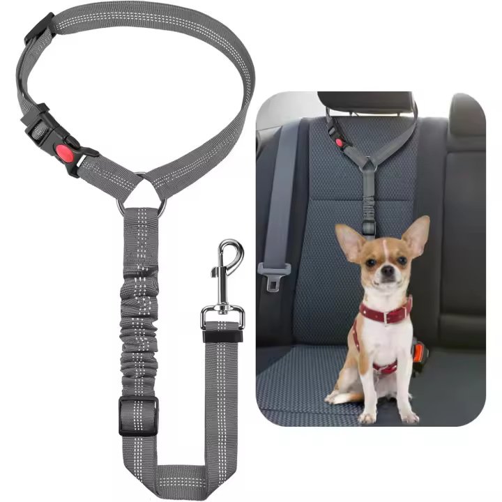 Cinturones de seuridad para Perros para automóviles | Arnés ajustable para Perros Para Automóvil | Cinturón de seuridad para Perros con reposacabezas para Perros | Arnés elástico para cinturón de seurad para Perros | Cinturones Fuertes Ha - 1