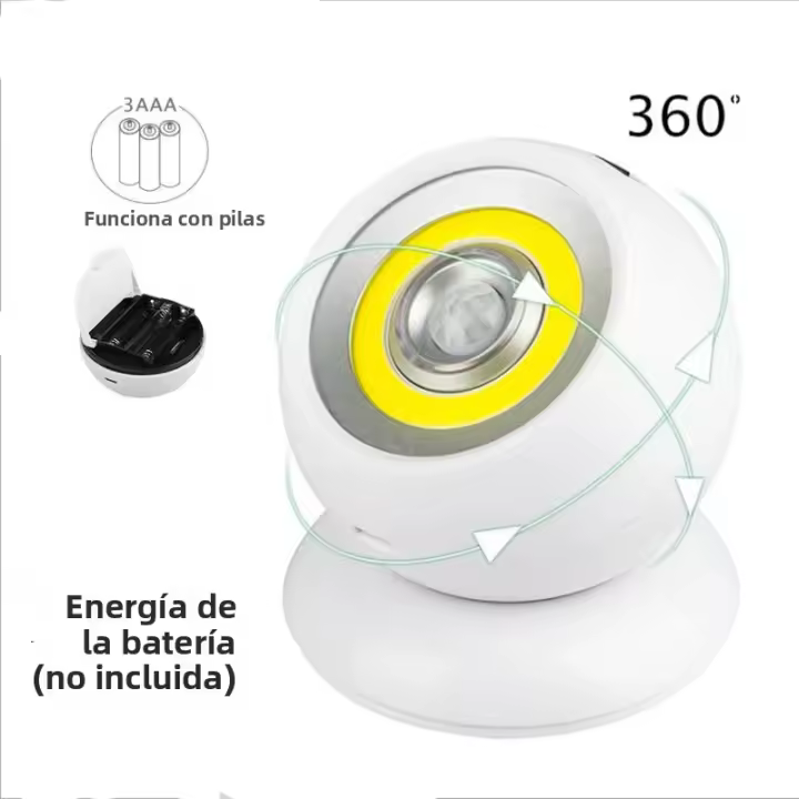 Lámpara De Pared Con Sensor De Movimiento PIR Luz Nocturna LED COB Rotativa 360° Con Imán USB/Batería Para Dormitorio Baño Cocina - 1