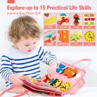 Tabla de Actividades Montessori para niños Pequeños, Libro de Juegos Educativos preescolares Integrales, ideal para Viajes en Avión y Automóvil, Gift de cumpleaños, rose color - details 2