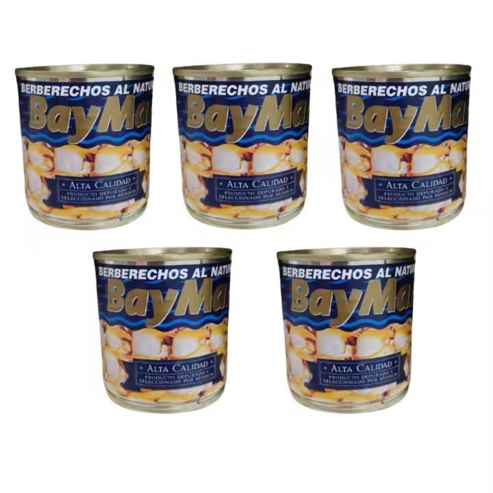 5 LATAS DE BERBERECHO AL NATURAL 450G  BAYMAR SABOR Y CALIDAD - 1