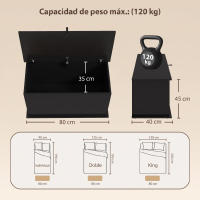 HOMCOM Baúl de Almacenaje 102L, Banco de Almacenaje, Banco Zapatero con Bisagra de Seguridad, Estilo Moderno, para Pasillo, Dormitorio, Recibidor, Salón, 80x40x45 cm - details 5