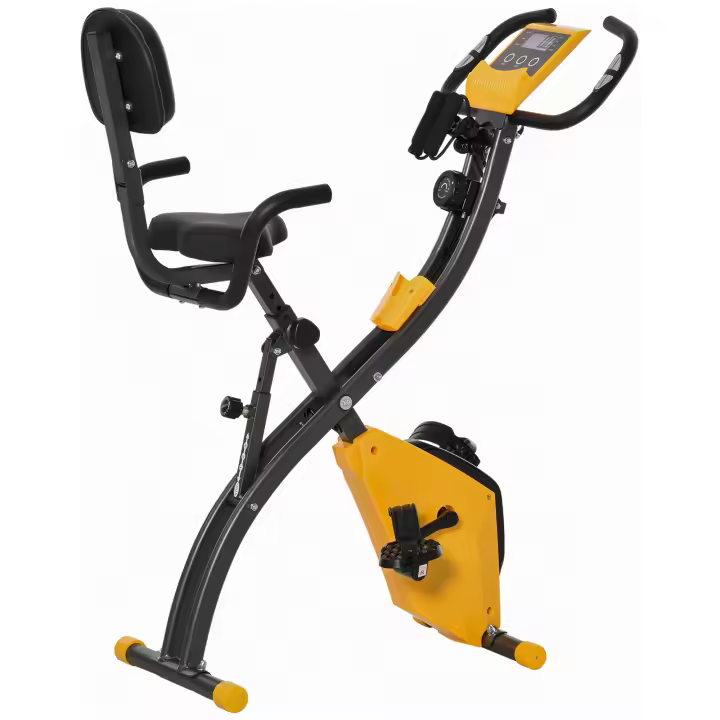 HOMCOM Bicicleta estática plegable, entrenador personal para adultos, 8 niveles de resistencia magnética, sensores de pulso en las manos, pantalla LCD multifunción, sillín ajustable, acero - 1