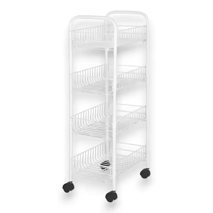 Verdulero de Metal con Ruedas & 4 Pisos - Dimensiones 86x38x26cm - Organizador Metálico de Frutas y Verduras para Cocina - Carrito de 4 Niveles para Verduras y Frutas - KARAWAN. - 1