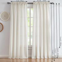 Cortinas De Lino Natural Marrón Semi Transparentes Modernas Y Minimalistas Para Sala De Estar Y Dormitorio 2 Piezas Sin Cierre Blackout - details 0