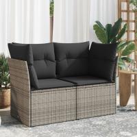 vidaXL Sofá de jardín con cojines 2 plazas ratán sintético en color Gris claro/Beige/Negro y más | acolchados duraderos para sofás de jardín terraza exterior - details 5