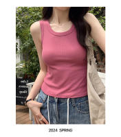 Top Corto De Verano Para Mujer Sin Mangas En Estilo Casual Suéter De Encaje Con Ribbing Solido Camiseta De O-Neck Moda Urban Streetwear - details 2
