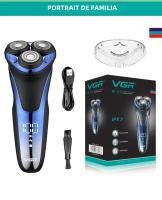 VGR Afeitadora Eléctrica Profesional Para Hombres Trimmer De Barba Flotante IPX7 Impermeable Carga Rechargeable V-306 Triple Hoja Acero Inoxidable - details 8