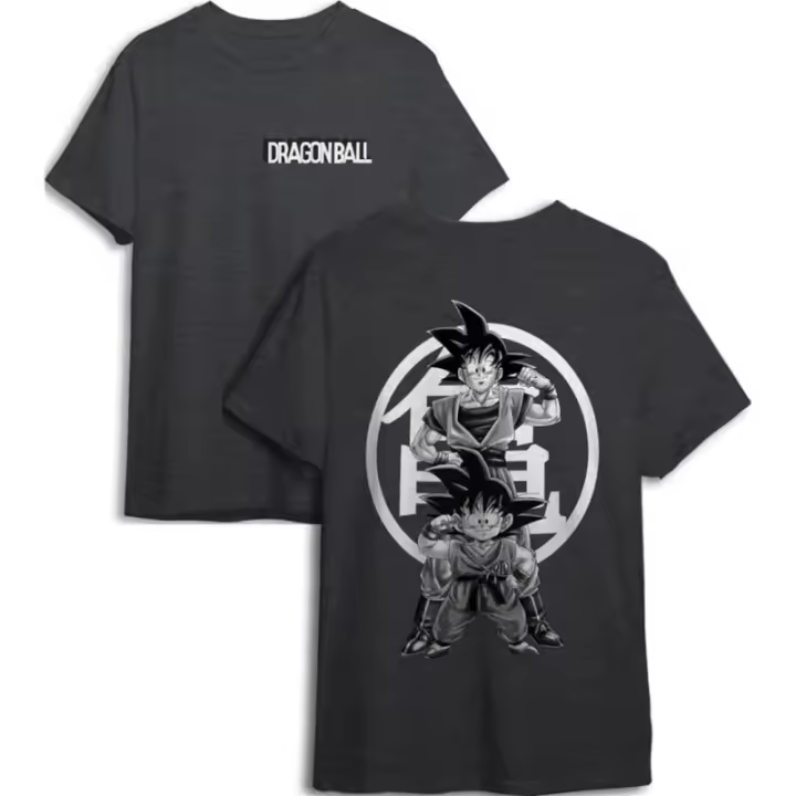 CAMISETA GOKU DOBLE NEGRO JASPEADO ADULTO NEGRO - 1