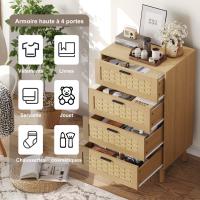 Cómoda de 4 cajones en color roble con acabado trenzado, 55×40×95 cm, mueble organizador de madera con estilo natural para dormitorio y salón - details 1